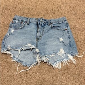 Abercrombie & Fitch Light Blue Distressed Denim Shorts